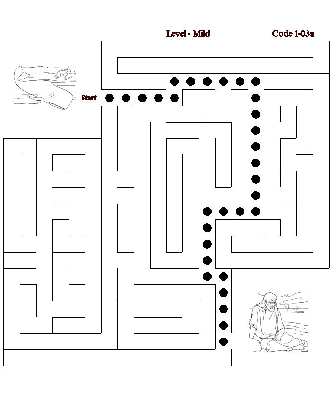 Bible Lesson Activity Maze (answer) - Jonah and the Whale