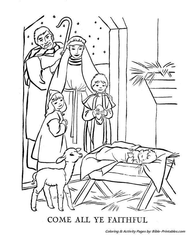 The Christmas Story Coloring Pages - Come All Ye Faithful