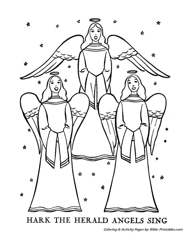 The Christmas Story Coloring Pages - Hark the Herald Angles Sing