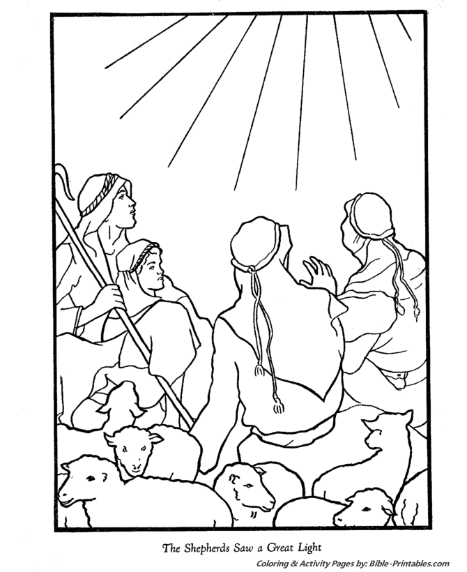 The Christmas Story Coloring Pages - Angles to the Shepherds