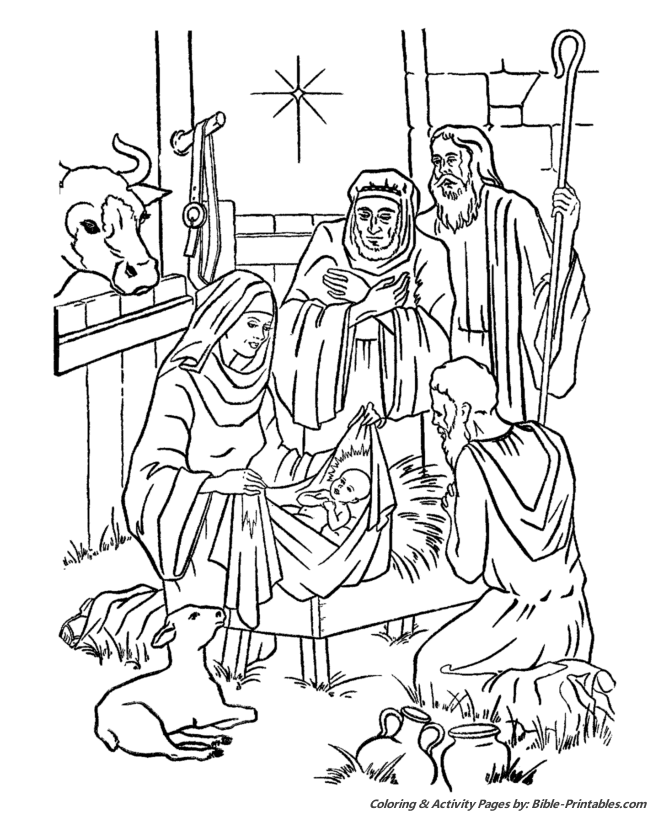The Christmas Story Coloring Pages - Baby Jesus in the Manger