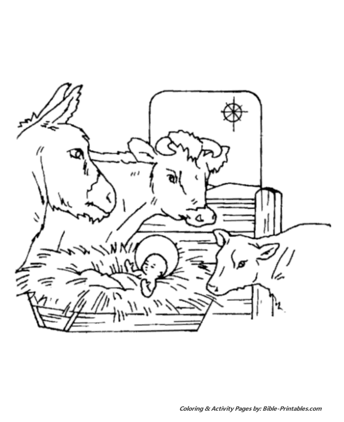 The Christmas Story Coloring Pages - Jesus in the manger