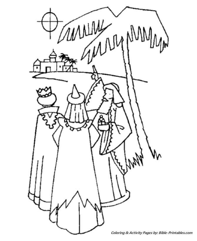 The Christmas Story Coloring Pages - Wise Men and Star