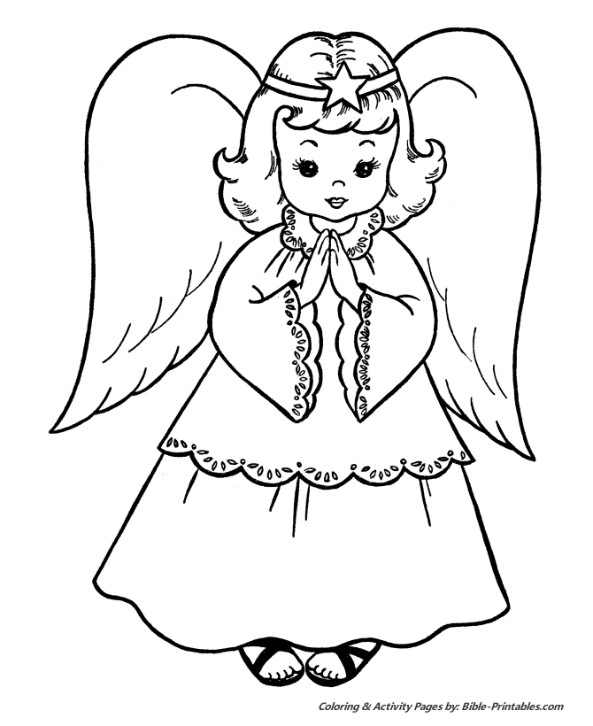 coloring pages angel for the tree this christmas scene 