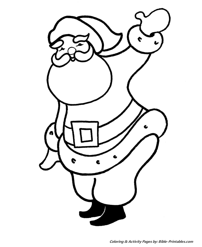 Easy Pre K Christmas Coloring Pages Santa Waving Merry Christmas christmas-colouring-pages-printable