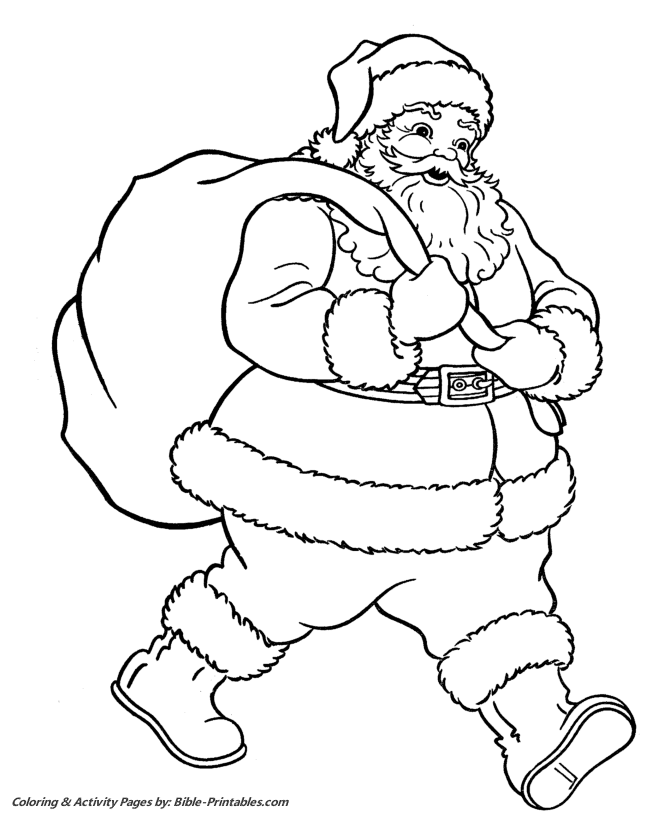 Santa Christmas Coloring Pages  Santa with Bag