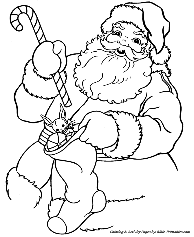 Santa Christmas Coloring Pages Santa Stuffing A Stocking