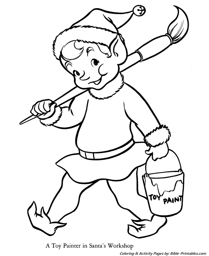 Santa Christmas Coloring Pages - Elf worker