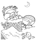 Santa in the Chimney Coloring Page