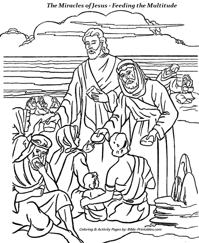 Feeding the Multitude Coloring pages Miracles of Jesus 1
