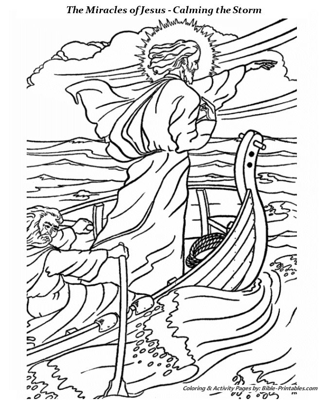 The Miracle Calming the Storm Coloring Page