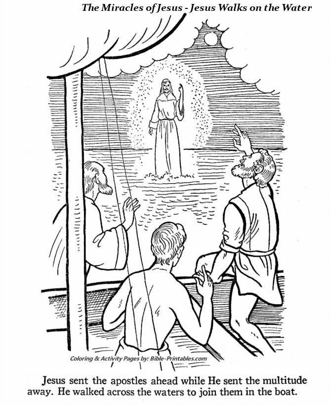 Walking on Water Coloring pages - Miracles of Jesus p1