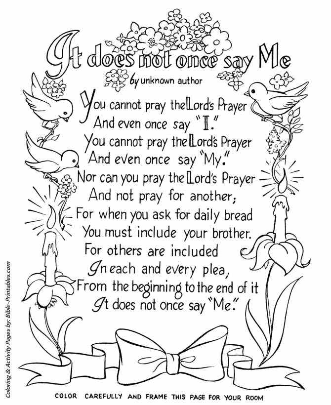 Free Printable The Lords Prayer Coloring Page