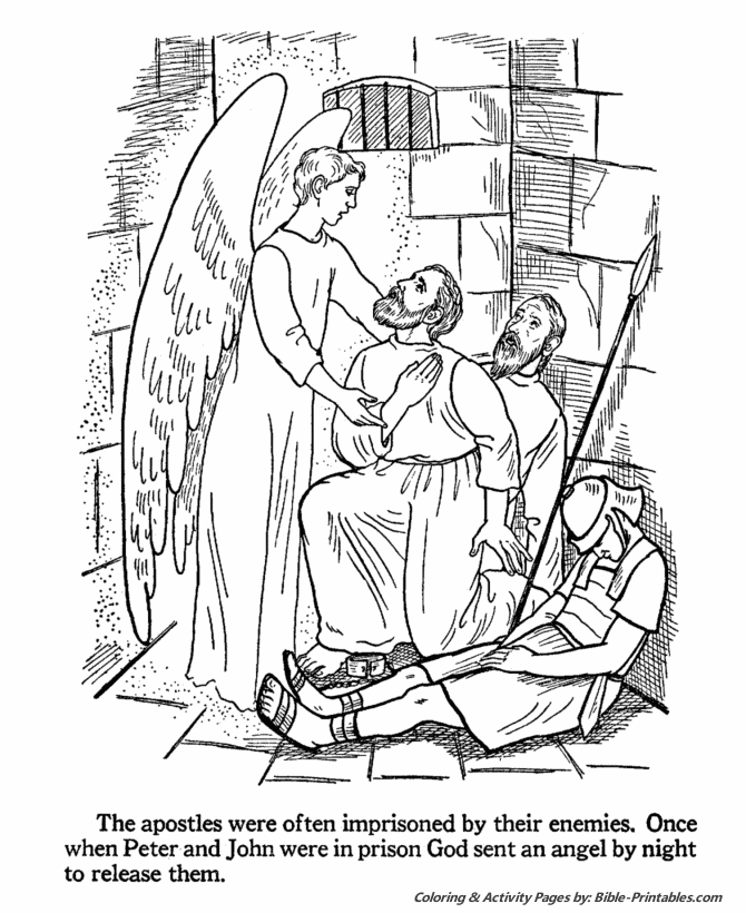 The Apostles Coloring Pages Peter And John In Prison Bible Printables