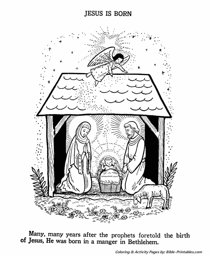 The Birth of Jesus New Testament Coloring Pages Jesus is born in a