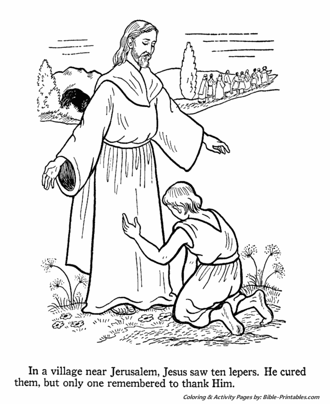 Jesus Teaches Coloring Pages Jesus Heals The 10 Lepers Bible Printables