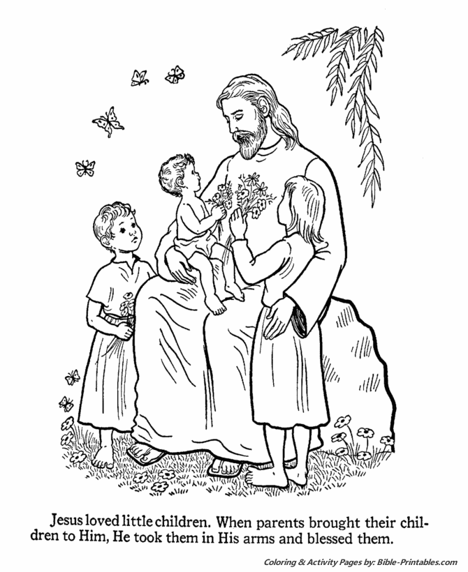 Jesus Teaches Coloring Pages - Jesus Loves the Children | Bible-Printables