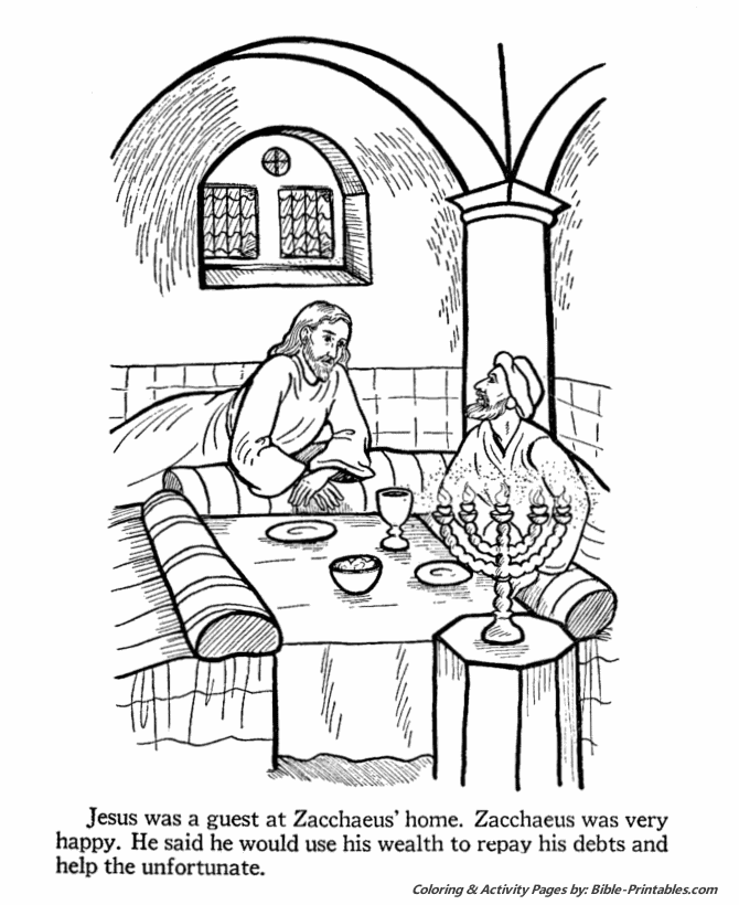 Jesus Teaches Coloring Pages Zacchaeus House P19 Bible