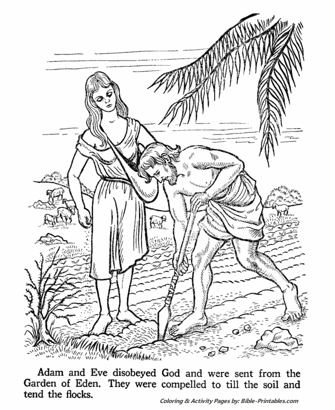 Adam and Eve out of the Garden of Eden - Old Testament Coloring Pages