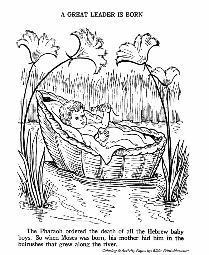 Baby Moses Old Testament Coloring Pages Bible Printables