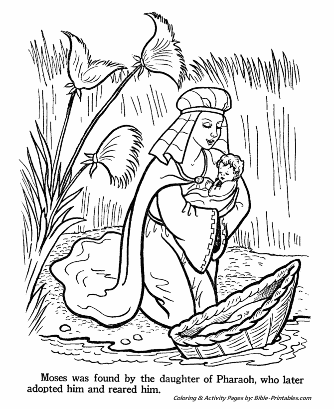 Miriam And Baby Moses Coloring Page