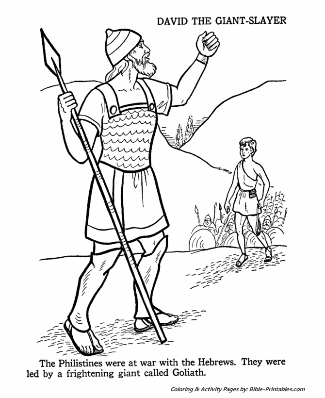 Gambar David Goliath Testament Coloring Pages Bible Printables 1 