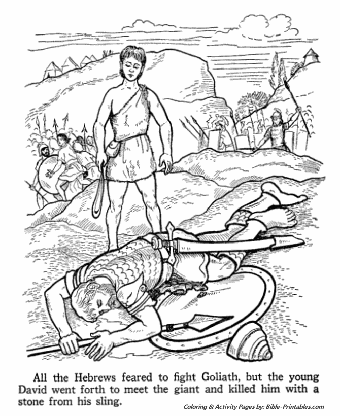 david and the giant free coloring pages - photo #2