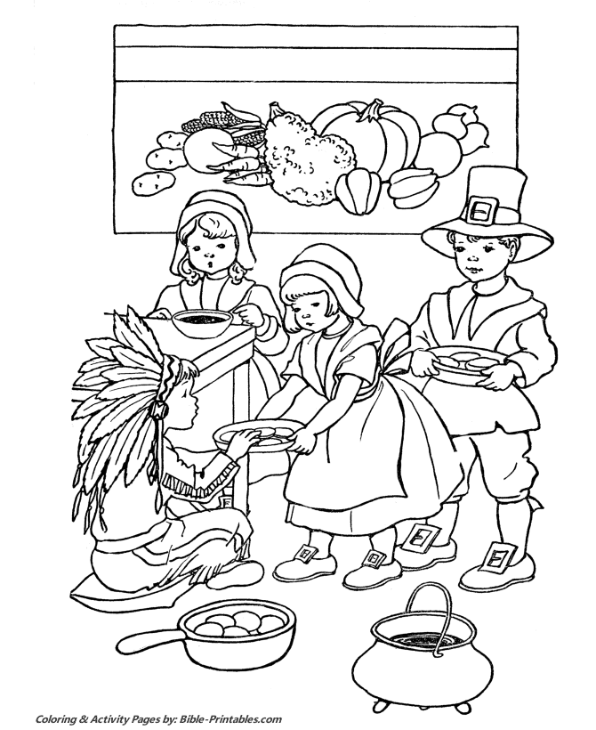 Thanksgiving Scenes and Fun Coloring Pages