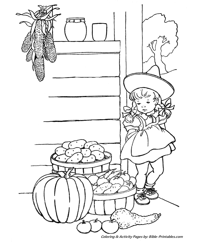 Thanksgiving Scenes and Fun Coloring Pages