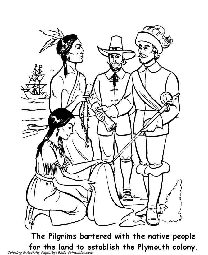 Bible Printables: The First Thanksgiving Coloring pages Pilgrims trad