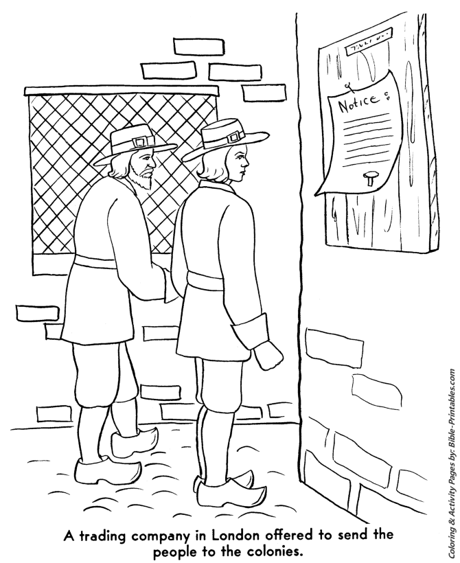 Thanksgiving Pilgrims Coloring Pages