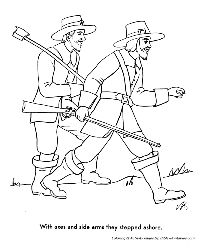 Thanksgiving Pilgrims Coloring Pages