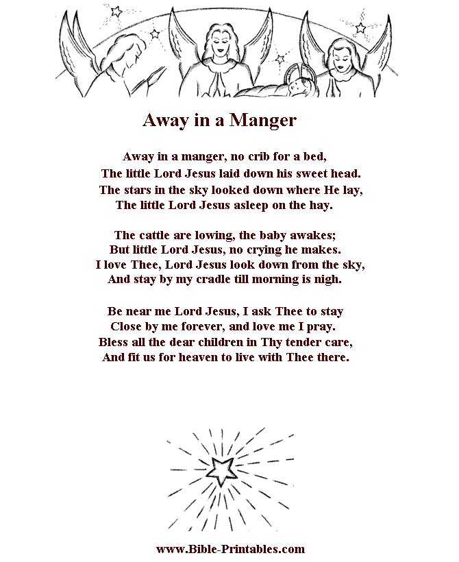 Children's Song Lyrics - Away in a Manger 