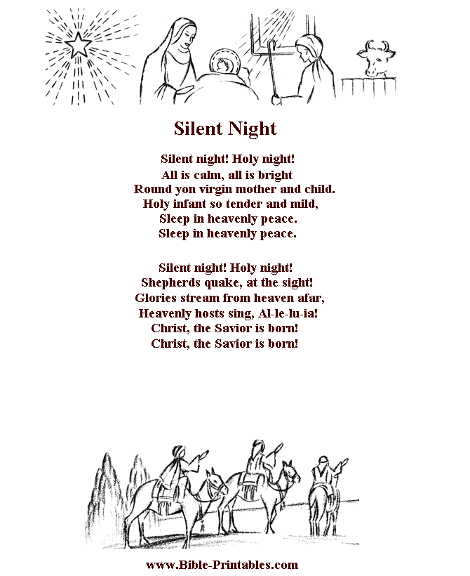 Bible Printables - Children's Songs and Lyrics - Silent Night