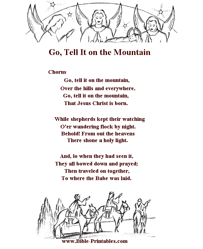 Children's Song Lyrics - Go Tell it on the Mountain 