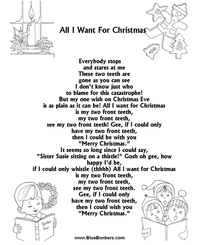 Free Printable Christmas Song Lyrics Kids