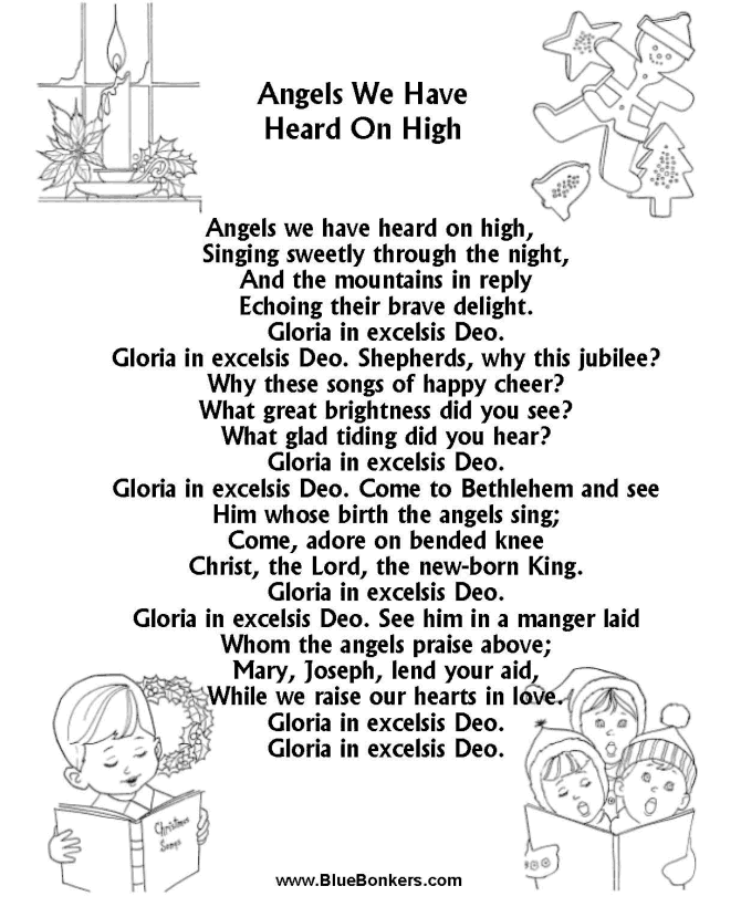 Christmas Carol Lyrics - ANGELS WE HAVE HEARD ON HIGH  