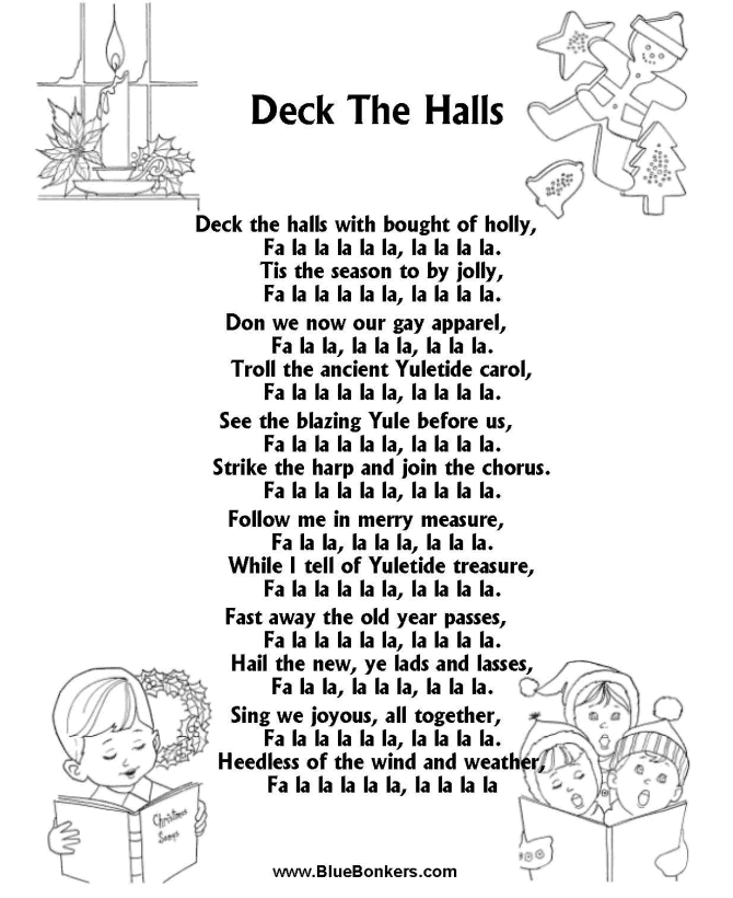 Bible Printables - Christmas Songs and Christmas Carol Lyrics - DECK