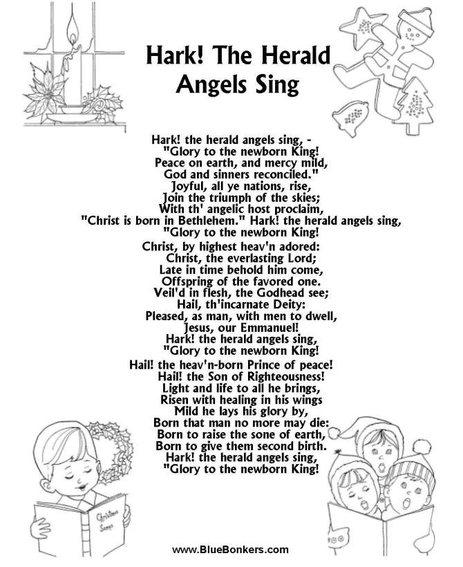 Bible Printables - Christmas Songs and Christmas Carol Lyrics - HARK! THE HEARLD ANGELS SING