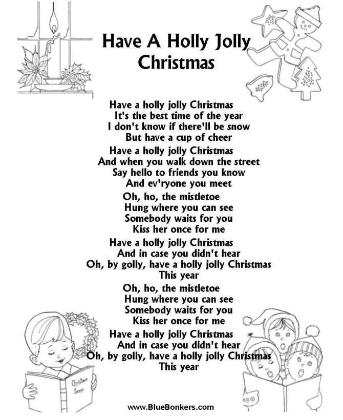Bible Printables Christmas Songs and Christmas Carol Lyrics HOLLY