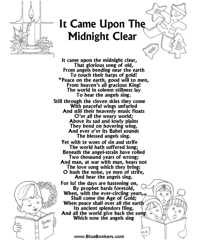 Christmas Carol Lyrics - IT CAME UPON A MIDNIGHT CLEAR 