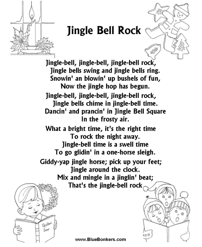 Bible Printables - Christmas Songs and Christmas Carol Lyrics - JINGLE BELL ROCK