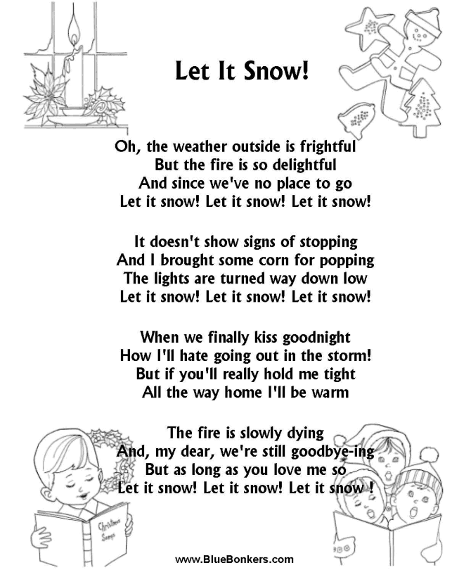 Bible Printables - Christmas Songs and Christmas Carol Lyrics - Let It Snow