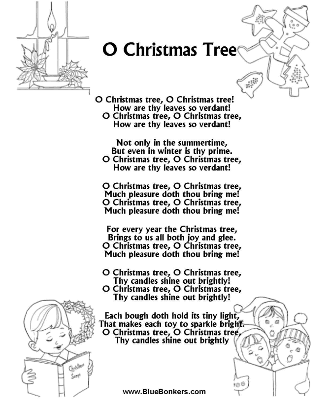 Bible Printables - Christmas Songs and Christmas Carol Lyrics - O CHRISTMAS TREE