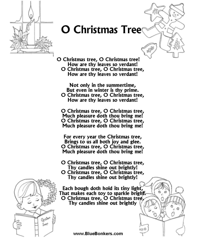 Christmas Songs and Christmas Carol Lyrics O CHRISTMAS TREE