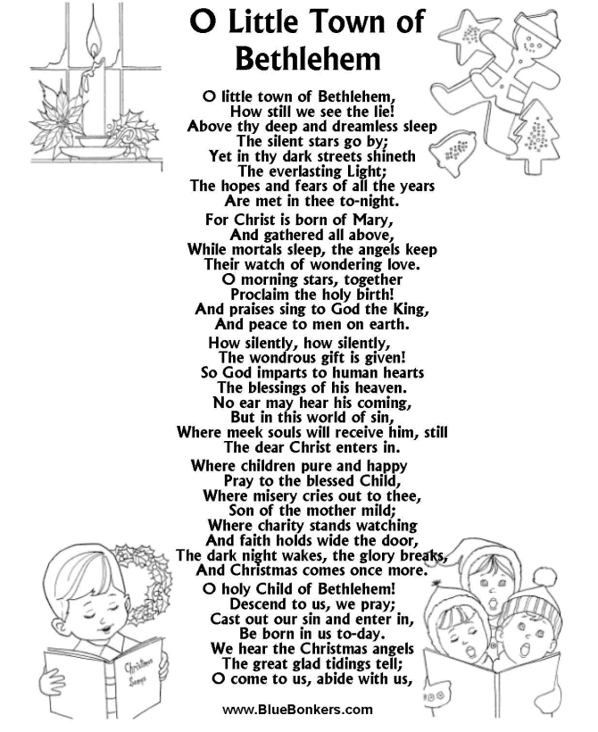 Bible Printables - Christmas Songs and Christmas Carol Lyrics - O