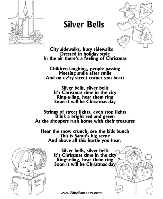 Bible Printables - Christmas Songs and Christmas Carol Lyrics - SILVER BELLS