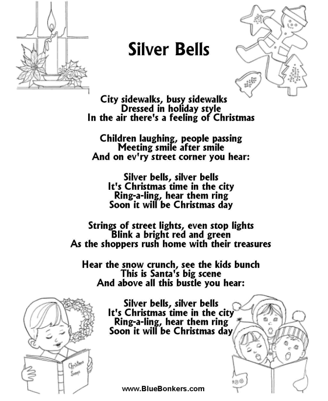 Bible Printables Christmas Songs And Christmas Carol Lyrics SILVER 