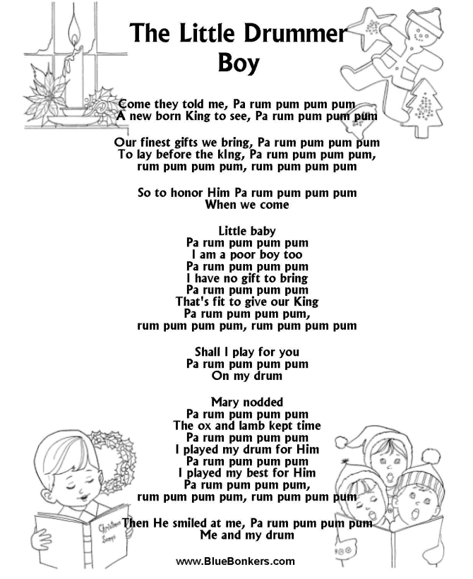 Christmas Carol Lyrics - THE LITTLE DRUMMER BOY