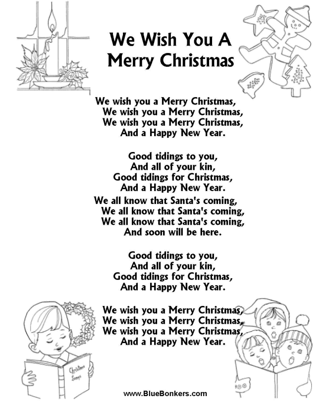 Bible Printables Christmas Songs and Christmas Carol Lyrics WE WISH